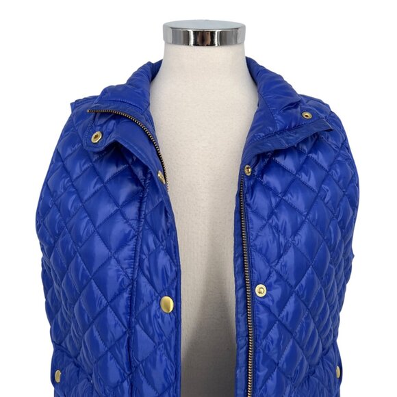 J.Crew Quilted Puffer Vest Bright Purple Blue Size Medium - Picture 6 of 16